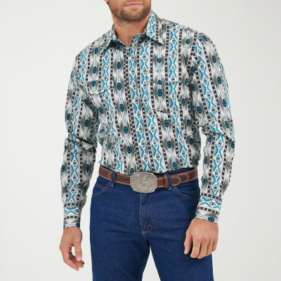 Wrangler Checotah Mens Long Sleeve Cuffed Sleeve Classic Fit