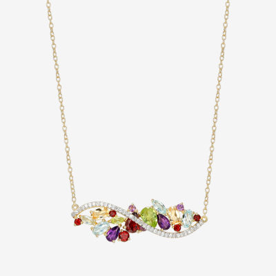 18k Gold-Over-Silver Precious Stone Necklace