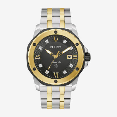 Bulova Marine Star Mens Diamond Accent Two Tone Stainless Steel