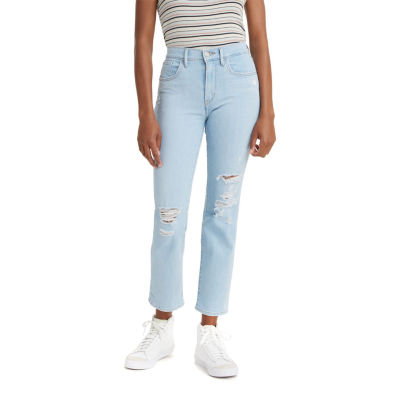 Levi's Stretch Fabric Womens High Rise 724 Regular Fit Straight Leg Cropped  Jean