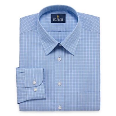 Stafford Men's Blue Collared Long Sleeve Travel Fitted Dress Shirt Siz –  Shop Thrift World