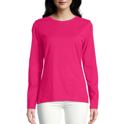 Hanes Womens Crew Neck Long Sleeve T-Shirt - JCPenney