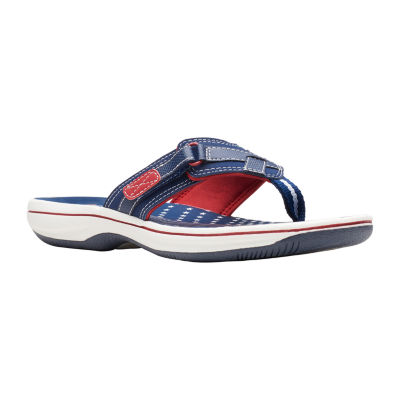 Clarks Cloudsteppers Sea Flip-Flops, Color: Navy Red - JCPenney