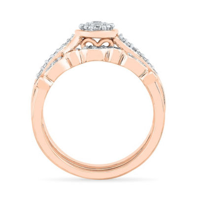 Womens 1/3 CT. T.W. Natural White Diamond 10K Rose Gold Oval Bridal Set