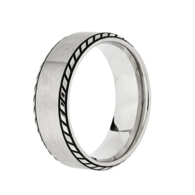 Mens 8MM Stainless Steel Wedding Band