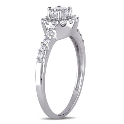 Womens 1 CT. T.W. Natural White Diamond 14K White Gold Round Engagement Ring