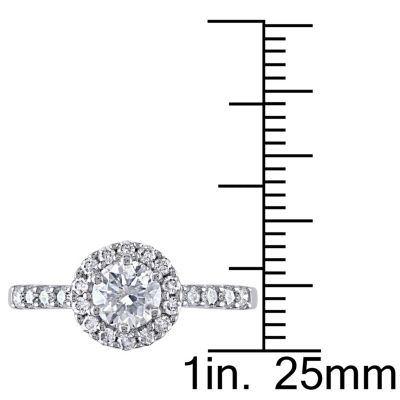 Womens 1 CT. T.W. Natural White Diamond 14K White Gold Round Engagement Ring