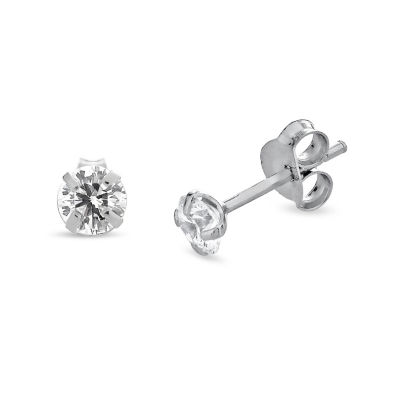 Womens Cubic Zirconia Sterling Silver Ball 3 Pair Earring Set