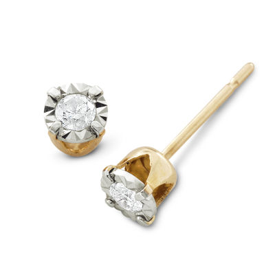 Diamond-Accent Stud Earrings 10K Yellow Gold