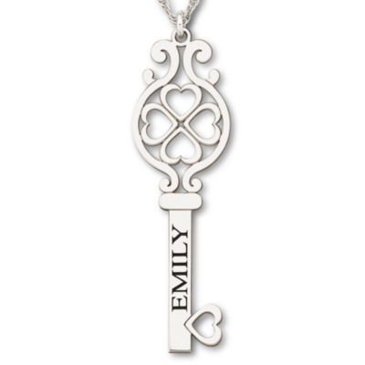 Personalized Sterling Silver Key Name Pendant Necklace