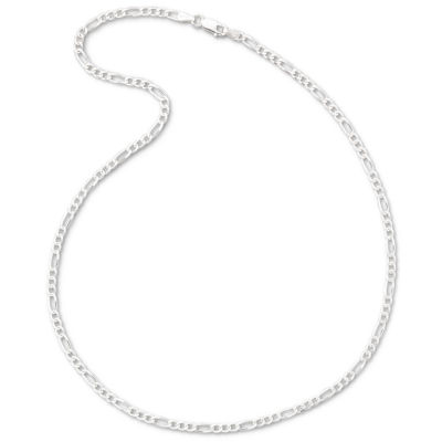 Made in Italy Sterling Silver 20 Inch Solid Figaro Chain Necklace