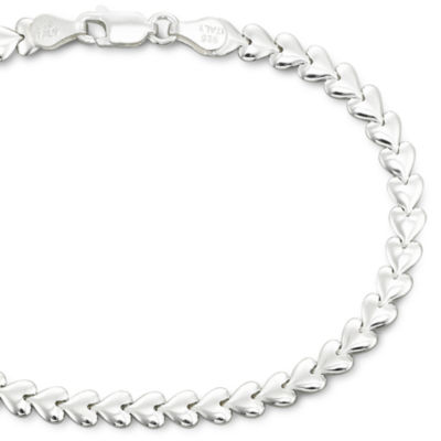 Silver 7.5" 4.5mm Heart Bracelet