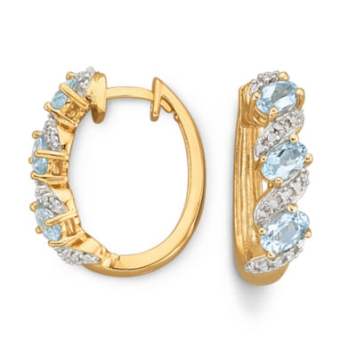 Genuine Sky Blue Topaz & Diamond-Accent Hoop Earrings