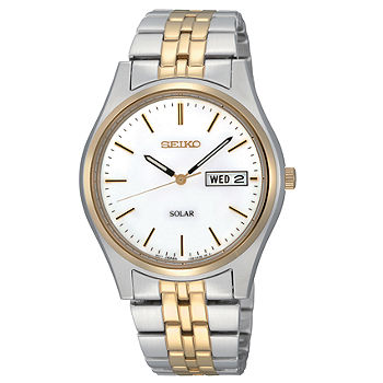 Seiko® Mens Two-Tone Round-Dial Solar Watch SNE032-JCPenney