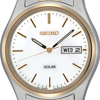 Seiko® Mens Two-Tone Round-Dial Solar Watch SNE032-JCPenney