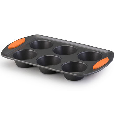 Rachael Ray Yum-o! Nonstick Bakeware Oven Lovin' 6-Cup Muffin Pan, One Size, Gray