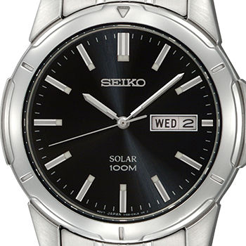 Seiko® Mens Black Dial Stainless Steel Solar Watch SNE093-JCPenney