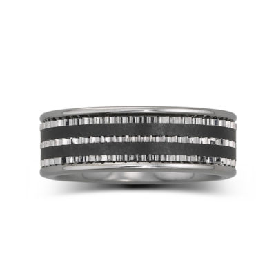 Men's 7.5mm Stainless Steel & Ceramic Band