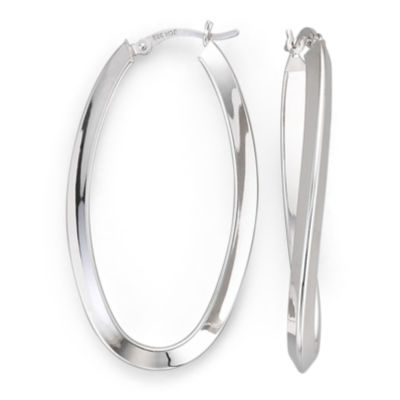 Sterling Silver 26x46mm Wave Hoop Earrings