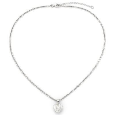 Crystal Heart Pendant Necklace with Double Chain - JCPenney