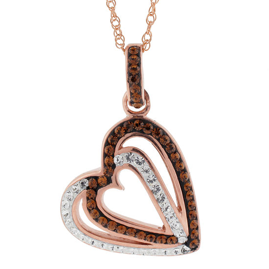 Rose 'N Chocolate Heart Crystal Pendant Necklace