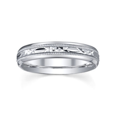Womens 4mm Sterling Silver Wedding Band , Color: White - JCPenney