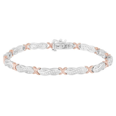 1/2 CT. T.W. Genuine White Diamond 14K Rose Gold Over Silver & Sterling Silver Tennis Bracelet