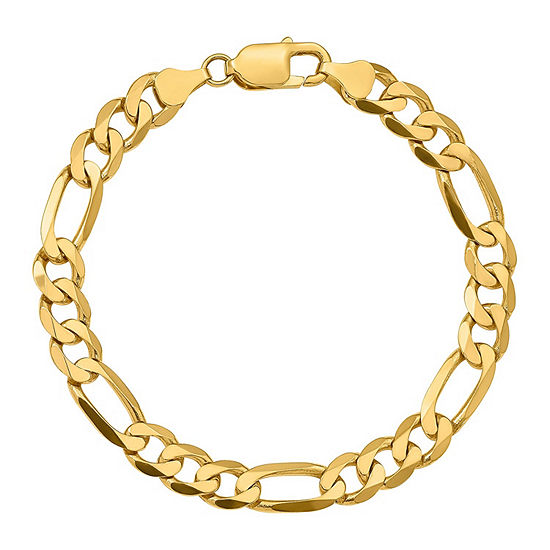 14K Gold 9 Inch Solid Figaro Chain Bracelet