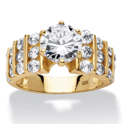 DiamonArt® Womens 3 1/4 CT. T.W. White Cubic Zirconia 18K Gold Over Silver Engagement Ring