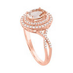 Modern Bride Gemstone Womens Genuine Pink Morganite &  3/8 CT. T.W. Diamond 10K Rose Gold Bridal Set