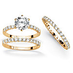 Womens 3 3/4 CT. T.W. White Cubic Zirconia 14K Gold Over Silver Bridal Set