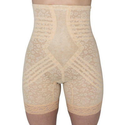 Rago Plus High-Waist Lacette Invisinet Panel Stretch-Lace Thigh Slimmers 6207p