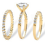 Womens 3 3/4 CT. T.W. White Cubic Zirconia 14K Gold Over Silver Bridal Set