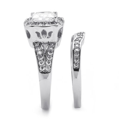 Womens 2 1/2 CT. T.W. Cubic Zirconia Platinum Over Silver Bridal Set