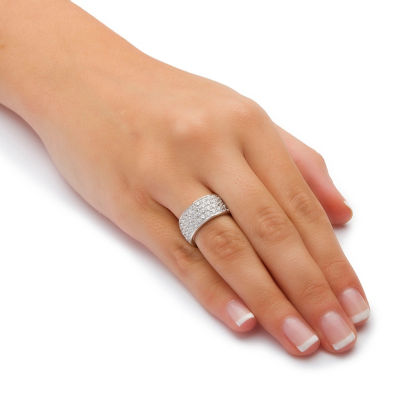 Womens 9M 3 1/4 CT. T.W. Cubic Zirconia Platinum Over Silver Band