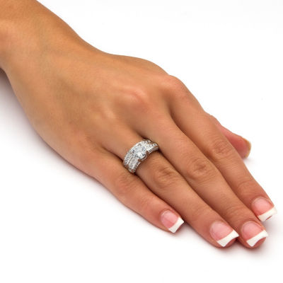 DiamonArt® Womens 3 1/4 CT. T.W. White Cubic Zirconia Platinum Over Silver Bridal Set