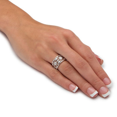 DiamonArt® Womens CT. T.W. White Cubic Zirconia Sterling Silver Cocktail Ring