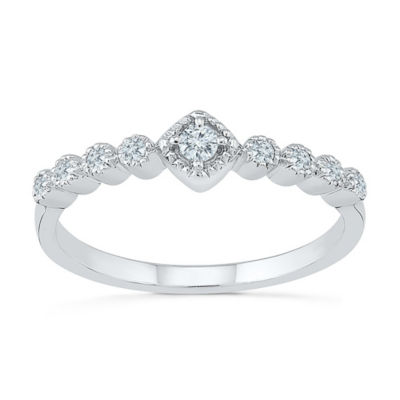 Promise My Love Womens 1/8 CT. T.W. Natural White Diamond Sterling Silver Round Side Stone Promise Ring