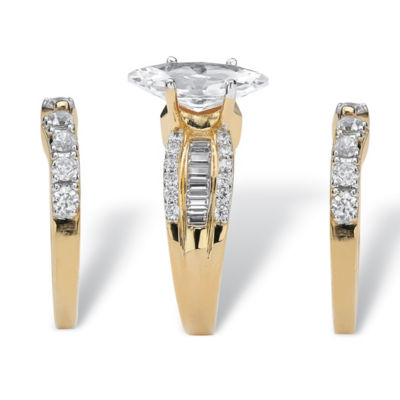 DiamonArt® Womens CT. T.W. White Cubic Zirconia 18K Gold Over Silver Bridal Set