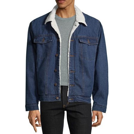 Vintage Leather Mens Denim Interior Pockets Midweight Jacket, Large, Blue