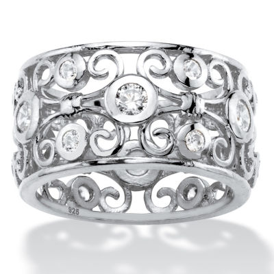 DiamonArt® Womens 1 CT. T.W. White Cubic Zirconia Sterling Silver Cocktail Ring