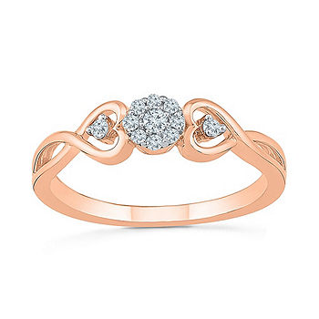 Promise My Love Womens 1/10 CT. T.W. Mined White Diamond 10K Rose Gold  Heart Promise Ring - JCPenney