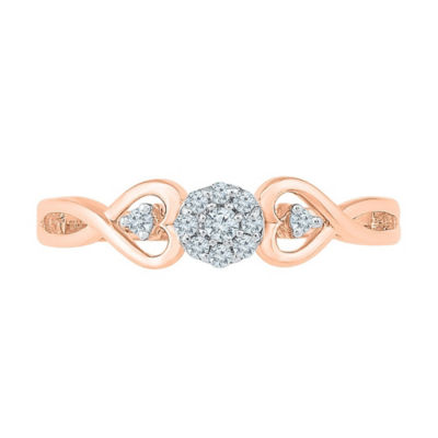 Womens 1/10 CT. T.W. Natural White Diamond 10K Rose Gold Round Promise Ring