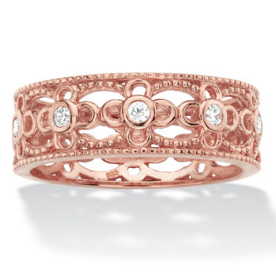 DiamonArt® 6.5MM 1/4 CT. T.W. White Cubic Zirconia 14K Rose Gold Over Silver Band