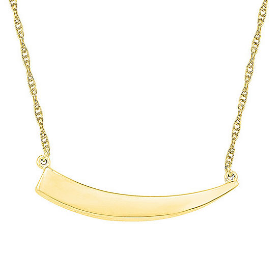Womens 10K Gold Curved Pendant Necklace