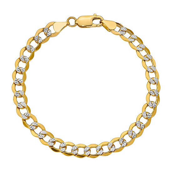 14K Gold 8 Inch Semisolid Curb Chain Bracelet