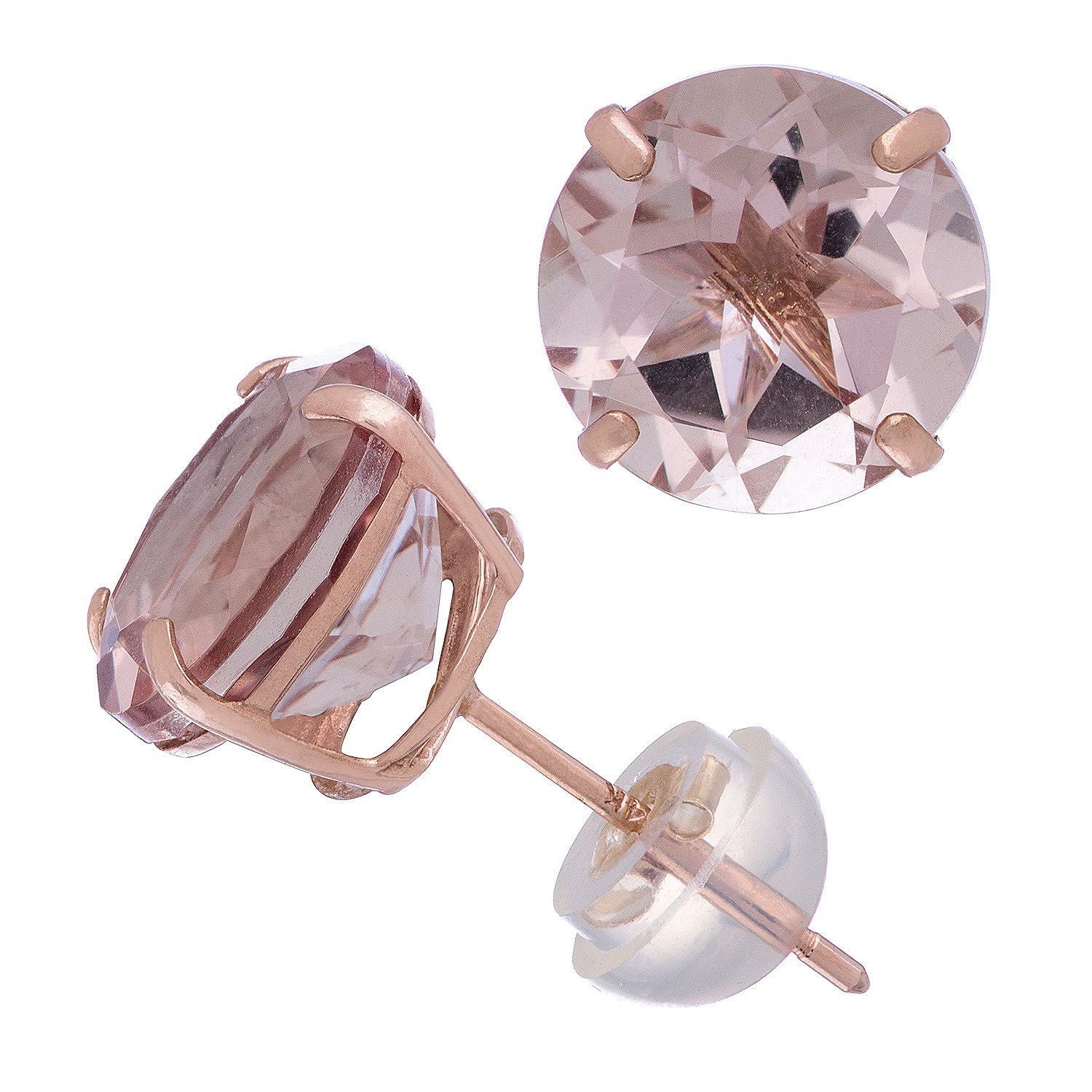Simulated Pink Morganite 14K Rose Gold 8.1mm Round Stud Earrings - JCPenney