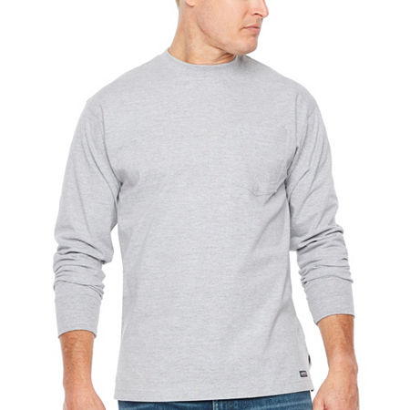 Smiths Workwear Mens Crew Neck Long Sleeve Pocket T-Shirt, Large, Gray