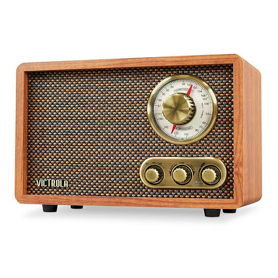 Victrola VRS-2800 Retro Wood Bluetooth AM/FM Radio with Rotary Dial