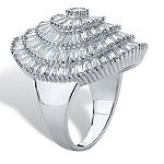 DiamonArt® Womens White Cubic Zirconia Platinum Over Silver Cocktail Ring